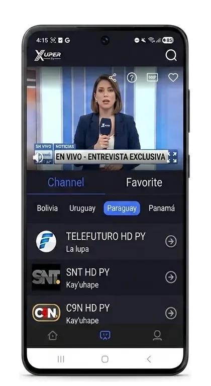 App de TV en celular Android con noticias en directo